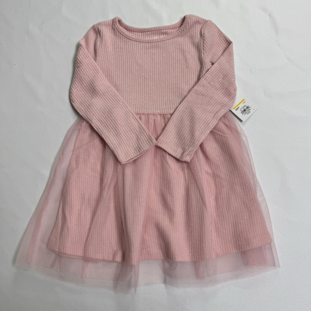 Jumping Beans Long-Sleeve Tulle Dress Vintage Art Pink Toddler Girls Size 2T - Picture 2 of 6